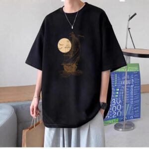 China Selected nautical style black T-shirt