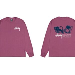Stussy printed retro style rose red long sleeves