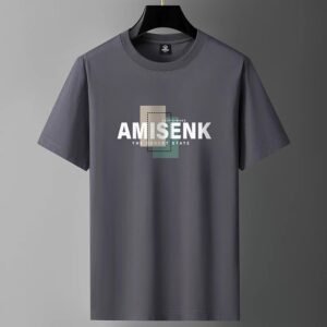 AMISENK Simple Gray Short-sleeve