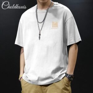 Choldkouis Trendy Brand Simple Style White T-shirt