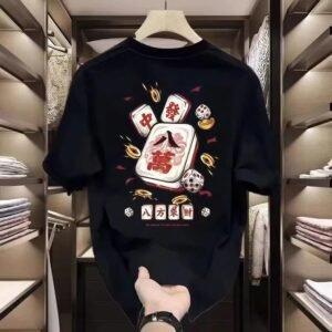 China Selected Mahjong-style black short-sleeve