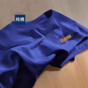 China Selected pure cotton trendy T-shirts in blue.
