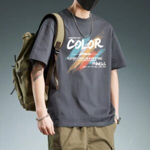 China Selected graffiti-style dark gray T-shirt