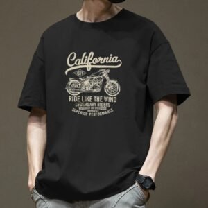 China Selected California motorcycle style black T-shirt