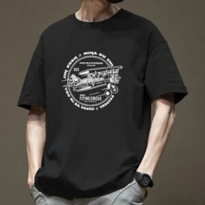 China Selected flying printed black T-shirt