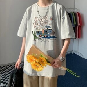 China Selected graffiti-style gray T-shirts