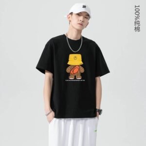 China Selected black T-shirts with cartoon prints