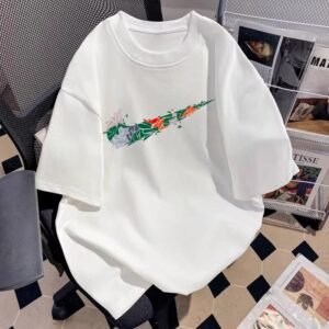 China Selected geometric print white T-shirt