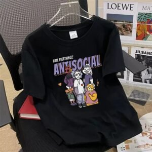 China Selected black T-shirts with cartoon prints