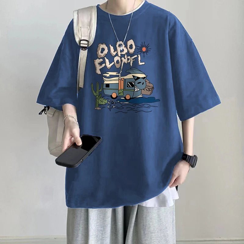 China Selected cartoon-style blue T-shirt