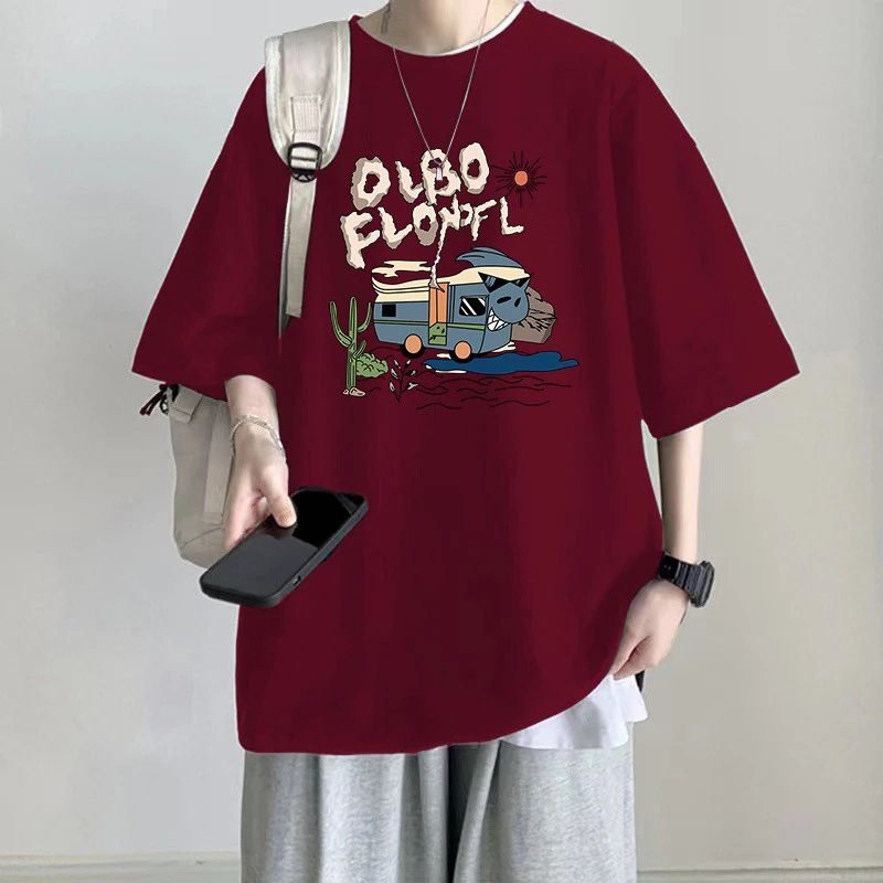 Other cartoon - printed red T - shirts