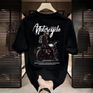 China Selected biker style black T-shirts