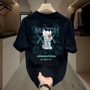 Kaws cartoon-style black T-shirt