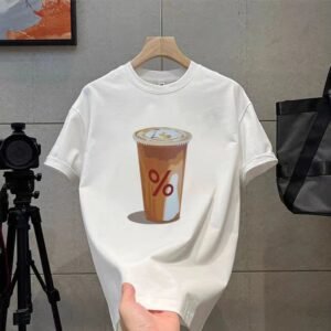 China Selected coffee printed white T-shirts