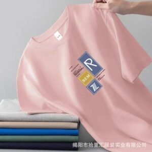 China Selected with letter printing style pink T-shirt