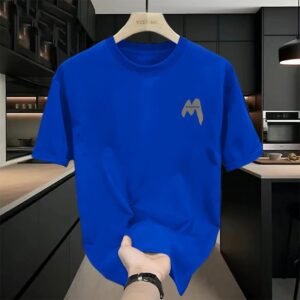China Selected simple style blue T-shirt