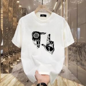 China Selected gesture pattern minimalist white T-shirt
