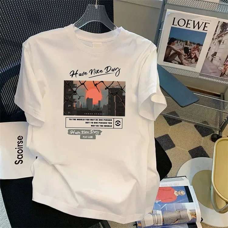 China Selected printed casual white T-shirt