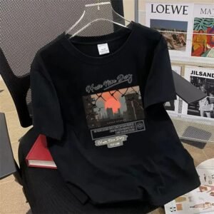 China Selected printed black T-shirt