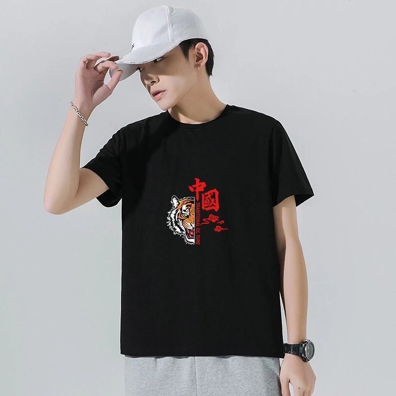 China Selected national tide style black T-shirt
