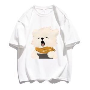 China Selected cute pet print white T-shirt