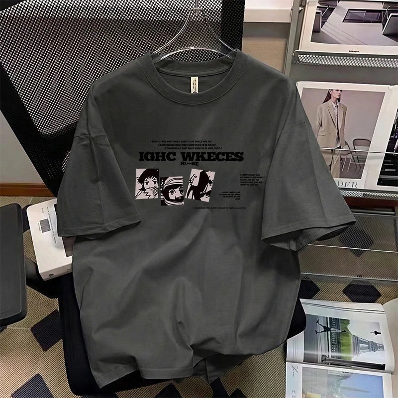 China Selected anime-style gray T-shirt