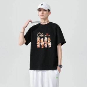 China Selected national tide style black T-shirt