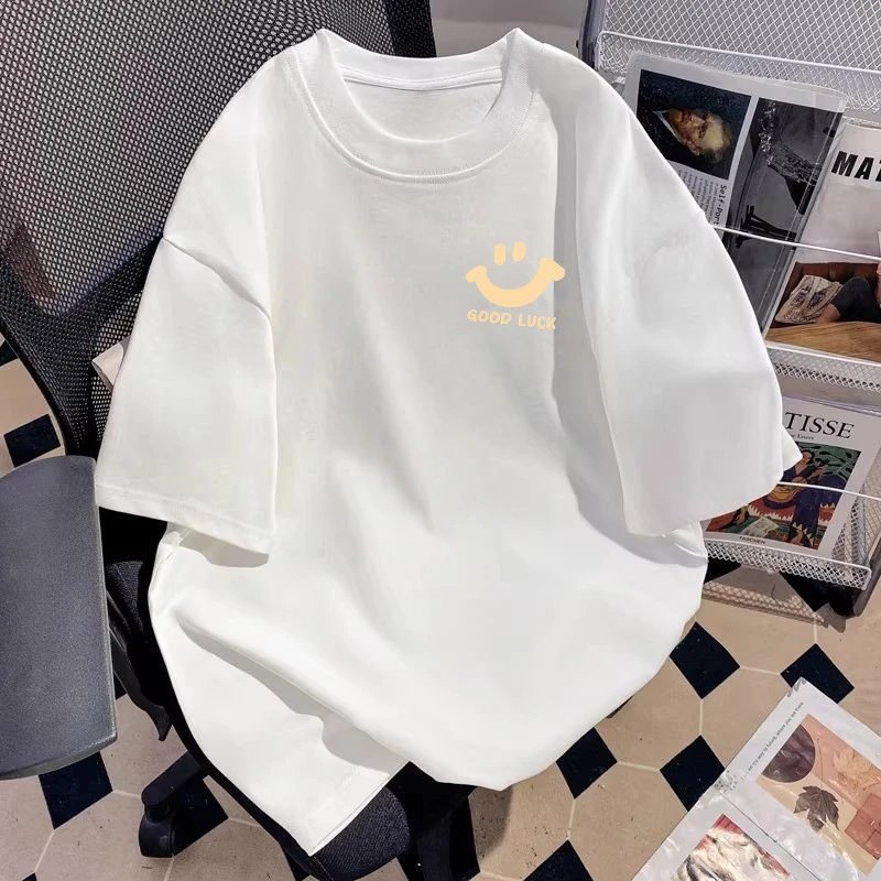 China Selected simple white T-shirts with smiley faces