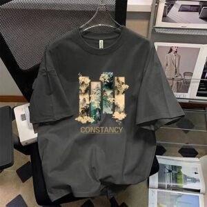 China Selected gray T-shirts with Chinese style prints.