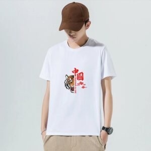 China Selected Chinese style white T-shirt