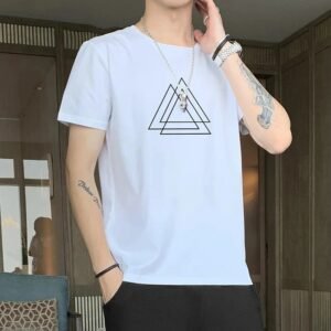 China Selected geometric minimalist white T-shirt