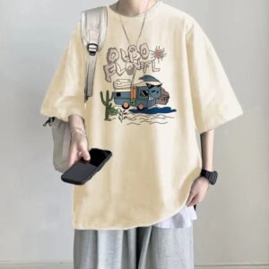 Other cartoon - printed beige T - shirt