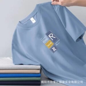 China Selected simple style light blue T-shirt