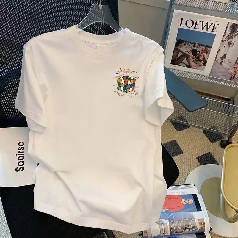 China Selected Rubik's Cube printed white T-shirt
