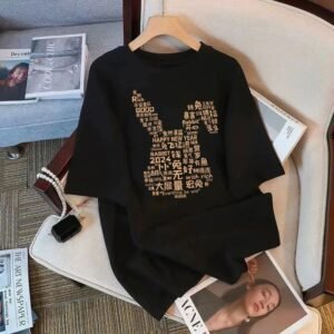 China Selected black T-shirts with Year of the Rabbit elements