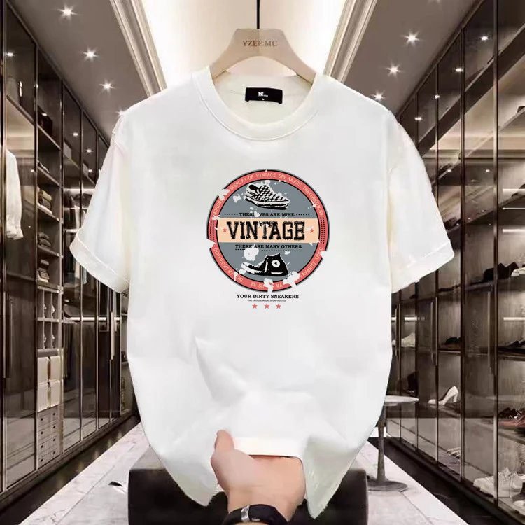 China Selected retro-style white T-shirts