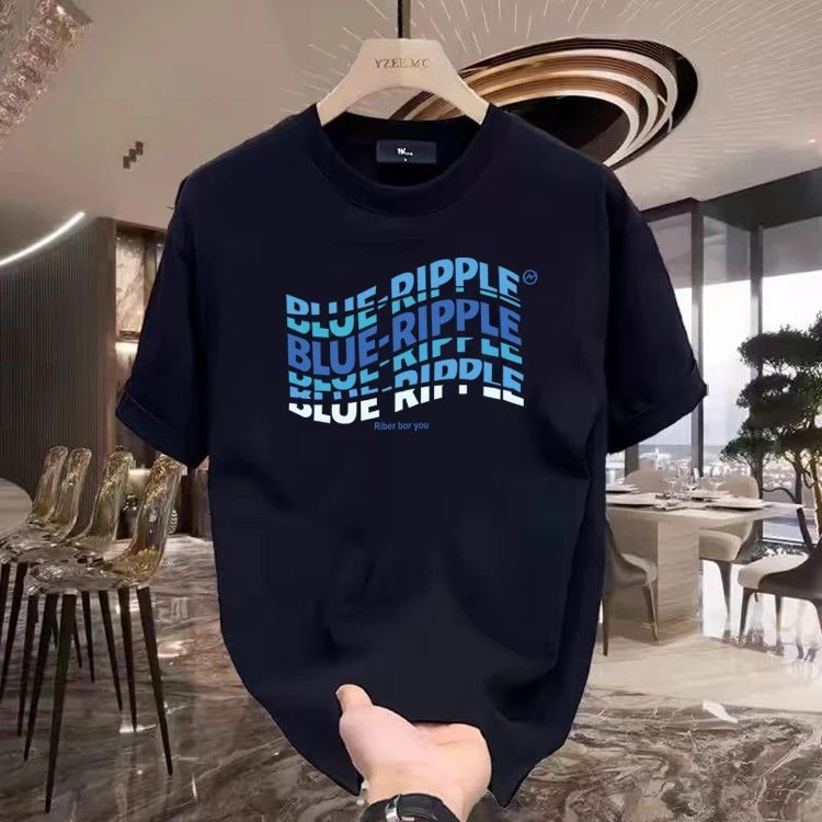BLUE RIPPLE Minimalist Dark Blue T-shirt