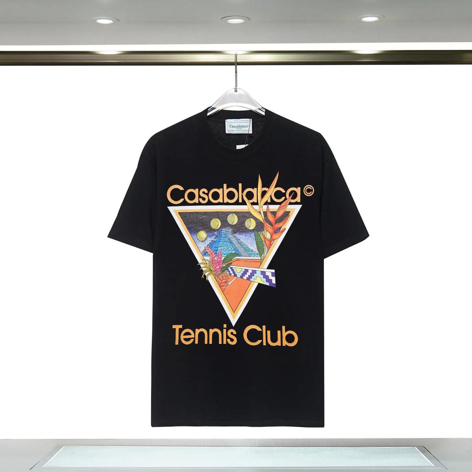 Casablanca Printed Trendy Brand Black T-shirt