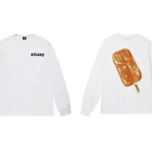 Stussy S Ice Cream Print Style White Long-Sleeve