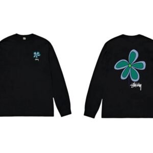 Stussy Flower Print Black Long-Sleeve