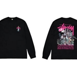 Stussy-printed trendy black T-shirt