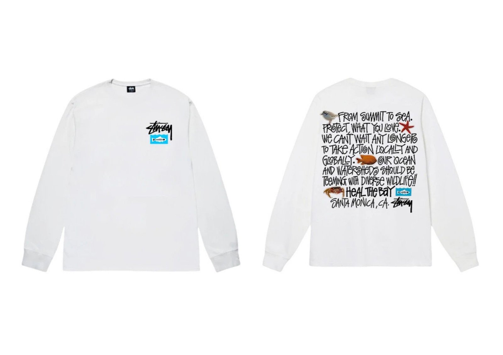 Stussy Ocean Style White Long-sleeve Shirt