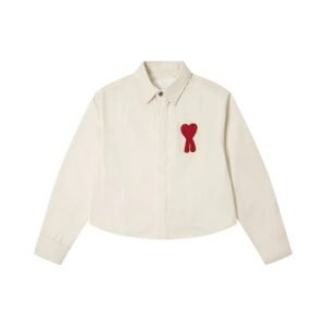 AMI Love Embroidery Minimalist Style White Shirt