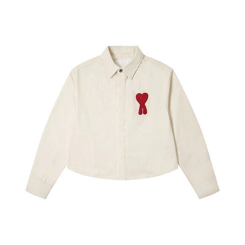 AMI Love Embroidery Minimalist Style White Shirt