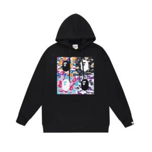 Bape camouflage-style black hoodie