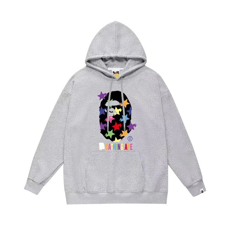 Bape star - printed grey hoodie