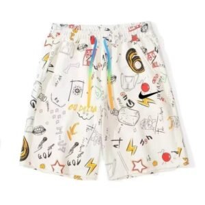 China Selected Graffiti Style White Shorts