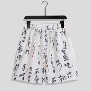 China Selected Calligraphy Style White Shorts