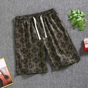China Selected Retro Print Military Green Shorts