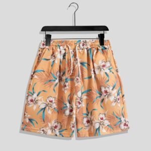 Orange shorts with a casual style and "China Selected" printed on them.